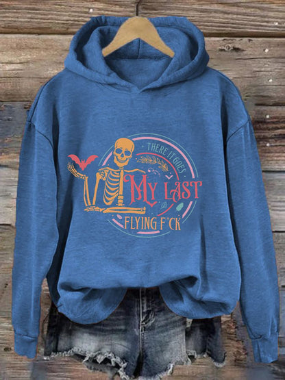 Women's Halloween There It Goes My Last Flying F*ck Print Casual Hooded Sweatshirt