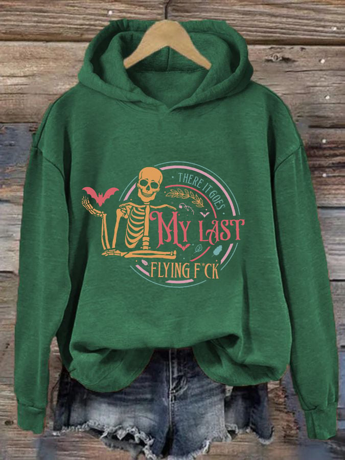 Women's Halloween There It Goes My Last Flying F*ck Print Casual Hooded Sweatshirt