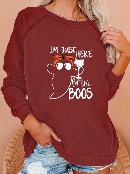 Women's "I'm just here for the boos" printed casual sweatshirt