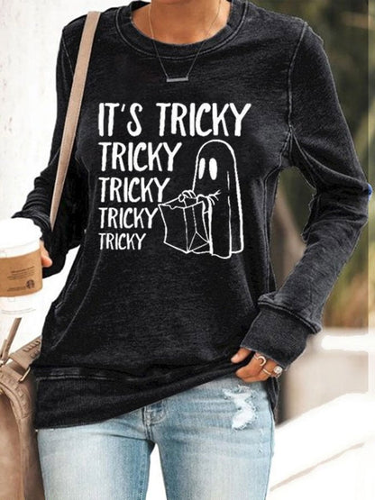 Women's It's Tricky Funny Halloween Print Sweatshirt