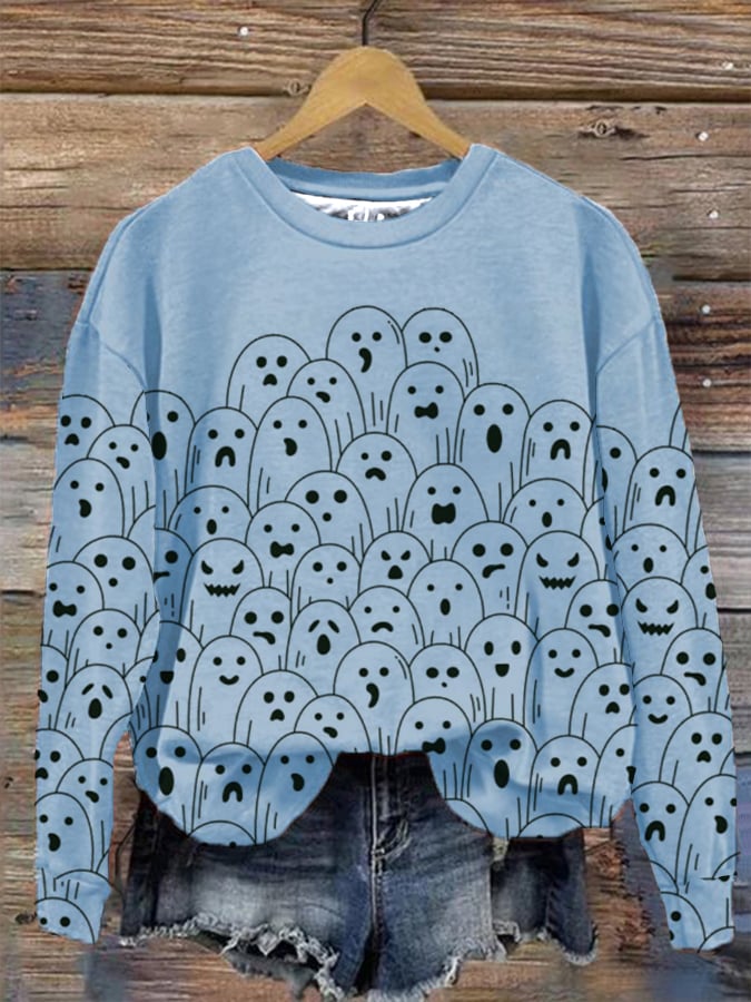 Women's Halloween Ghost Print Sweatshirt