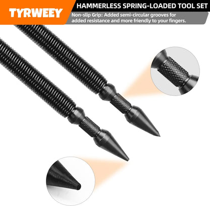 5-Piece Dual Head Nail Setter & Center Punch Set with Hinge Pin Remover, Spring-Loaded Design