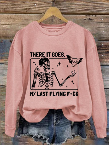 Women's Halloween There It Goes My Last Flying F*ck  Print Crew Neck Sweatshirt