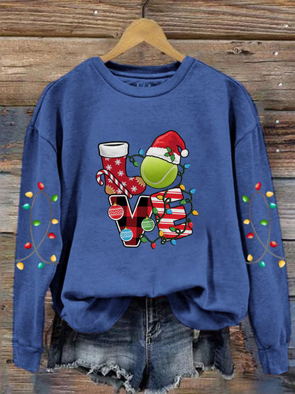 Women's Christmas Tennis Lovers Printed Casual Sweatshirts