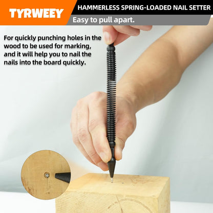 5-Piece Dual Head Nail Setter & Center Punch Set with Hinge Pin Remover, Spring-Loaded Design