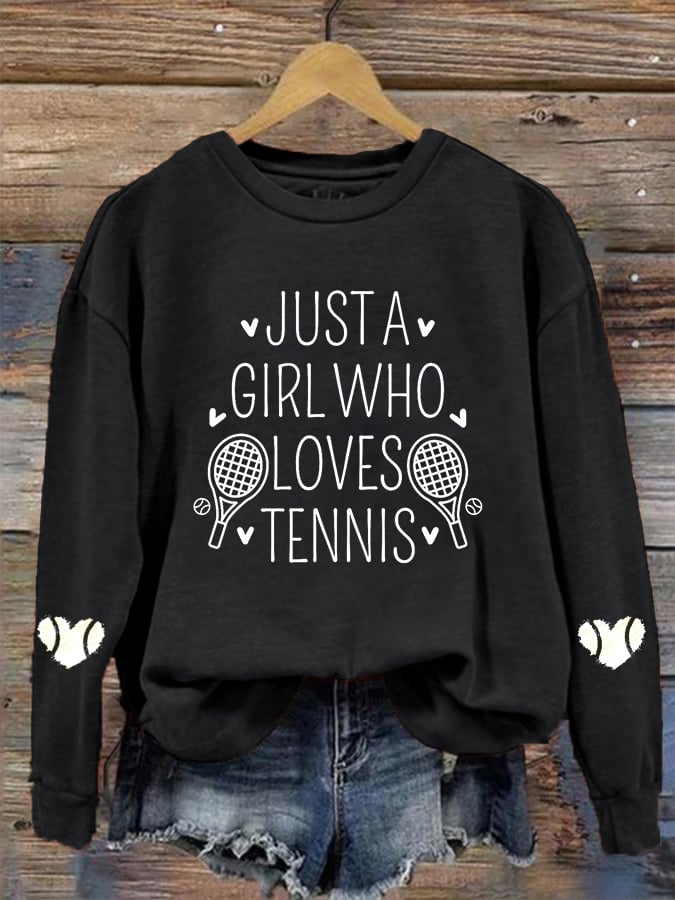Women's "Just A Girl Who Loves Tennis" printed sweatshirt