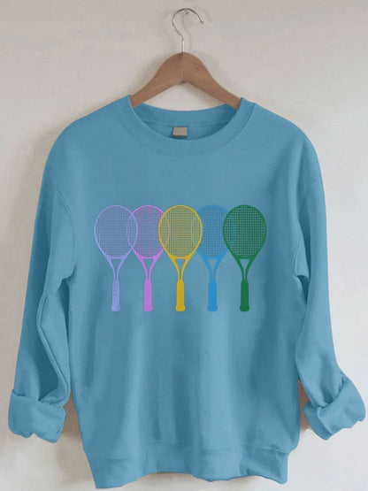 Women's Tennis Print Crewneck Sweatshirt