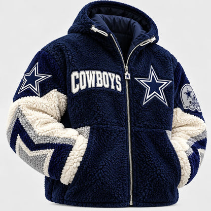 UNISEX DALLAS COWBOYS SHERPA FLEECE COLORBLOCK HOODED ZIP-UP JACKET