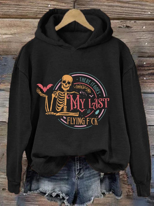 Women's Halloween There It Goes My Last Flying F*ck Print Casual Hooded Sweatshirt