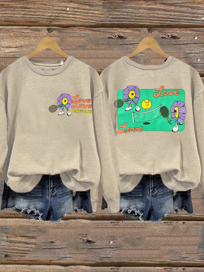 women's love love tennis clus sweatshirt