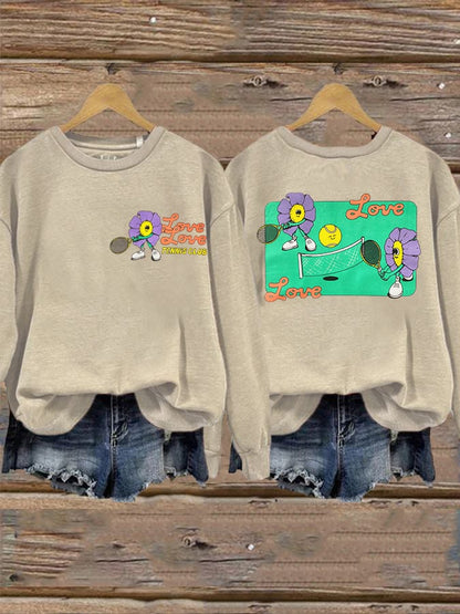 women's love love tennis clus sweatshirt