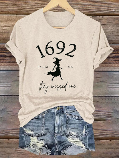 Women's 1692 They Missed One Salem Witch Printed T-Shirt