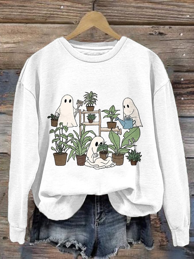 Women's Halloween Print Long Sleeve Sweatshirt