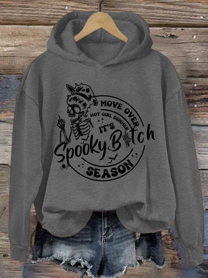 Women's Move Over Hot Girl Summer It's Spooky Bitch Season Print Hoodie