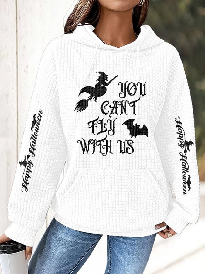 Halloween Letter Printed Waffle Hoodie