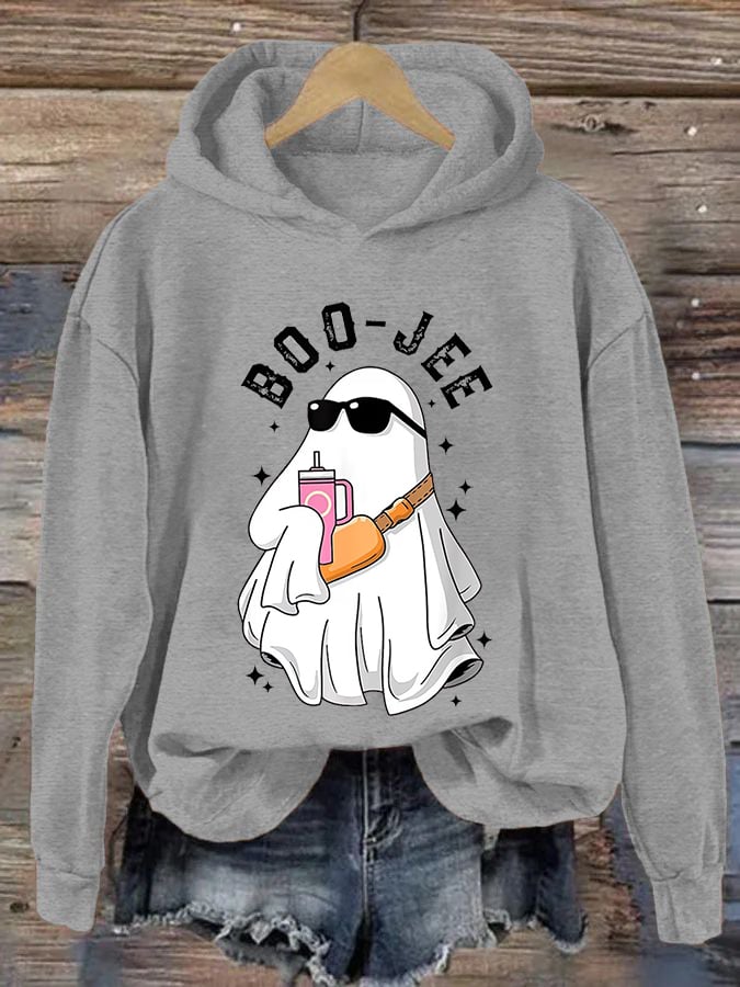 Women's Halloween Boo Jee Cute Ghost Casual Hoodie