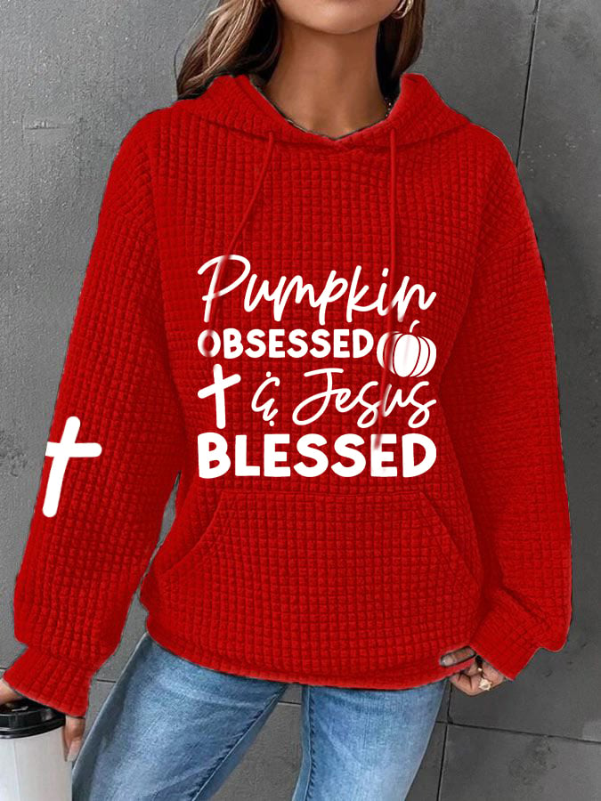 Women's Pumpkin Obsessed and Jesus Blessed Sweatshirt