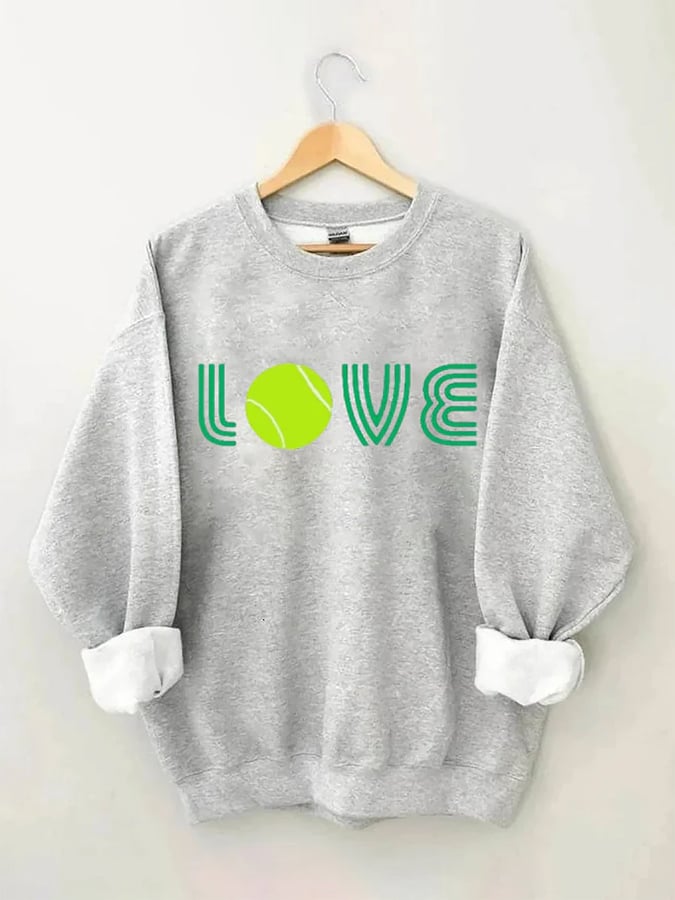 Women's Tennis Love Tennis Print Crewneck Sweatshirt