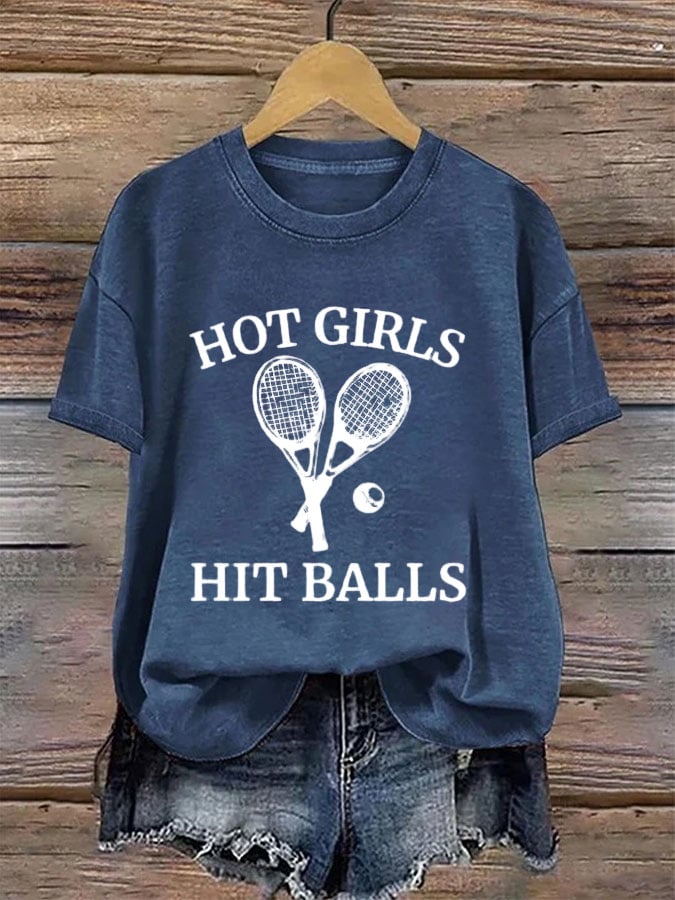 Women's Tennis Printed Round-Neck Casual T-Shirt