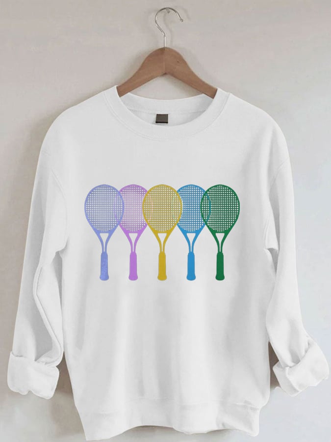 Women's Tennis Print Crewneck Sweatshirt