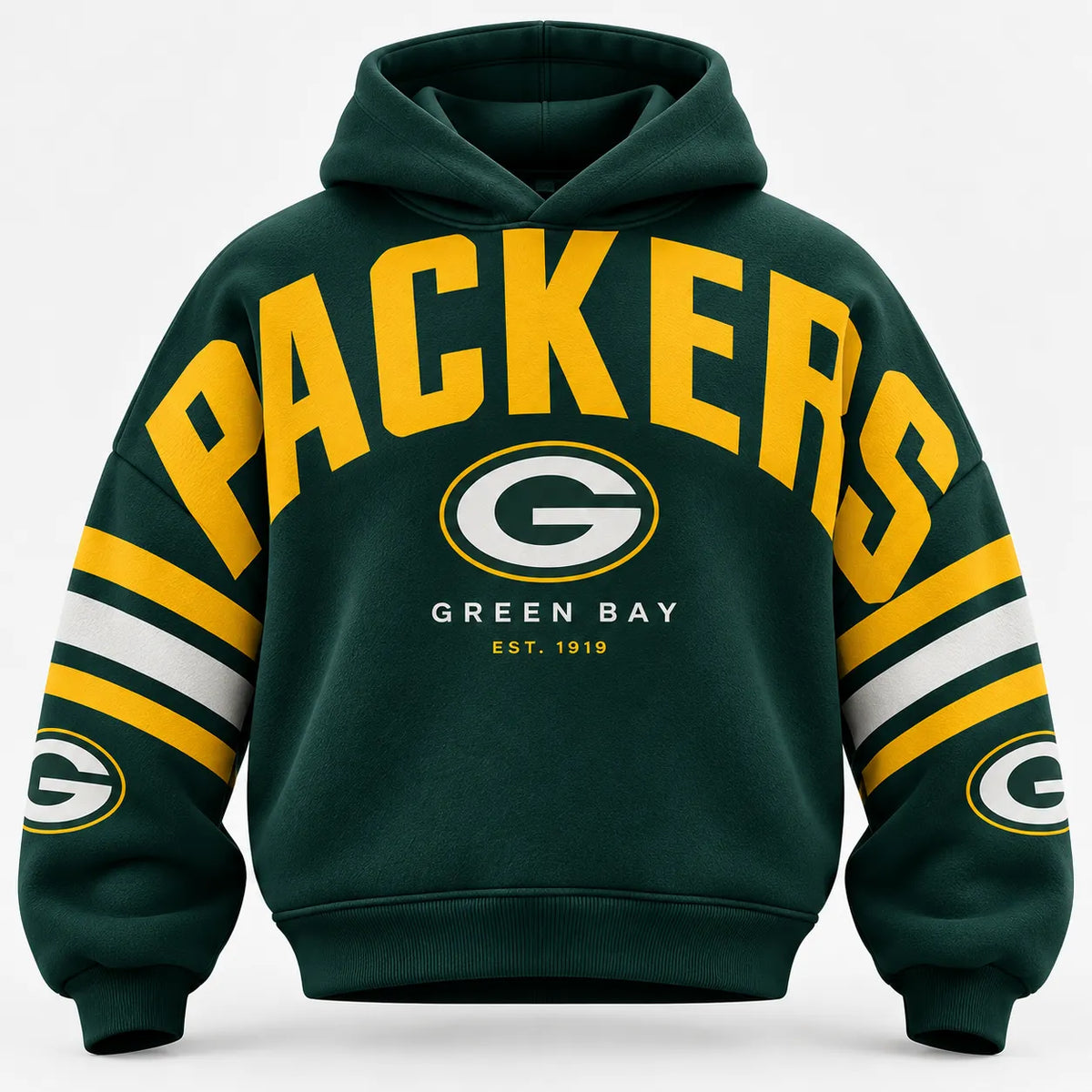 GREEN BAY PACKERS AIRY CLOUD FEEL OVERSIZED FOOTBALL GRAPHIC HOODIE