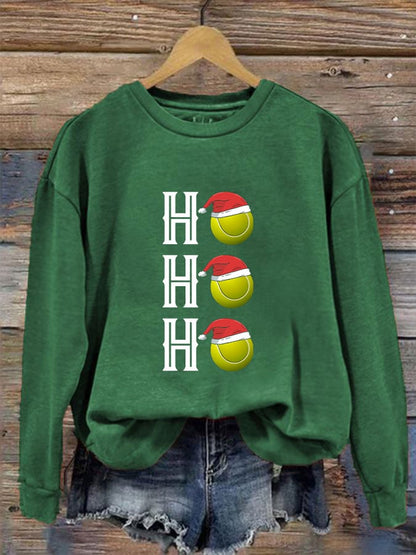 Women's Tennis Christmas "HO,HO,HO" Printed Sweatshirt