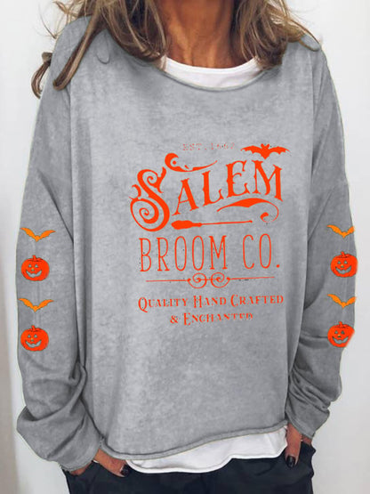 Women's Halloween Salem Broom Co Casual Long-Sleeve T-Shirt