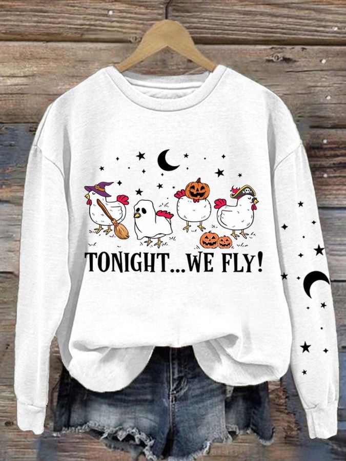 Women's Halloween Print Long Sleeve Sweatshirt