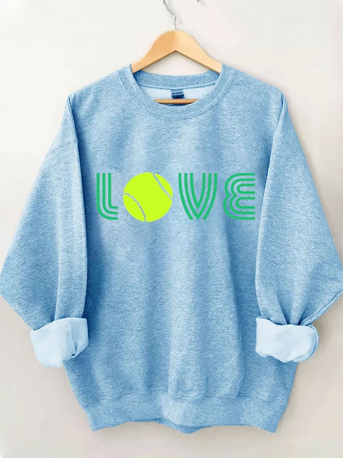 Women's Tennis Love Tennis Print Crewneck Sweatshirt
