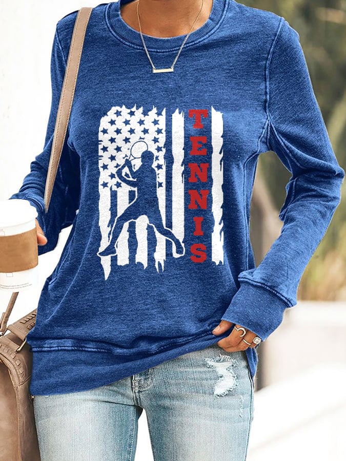 Women'S Tennis Flag Printed Sweatshirt