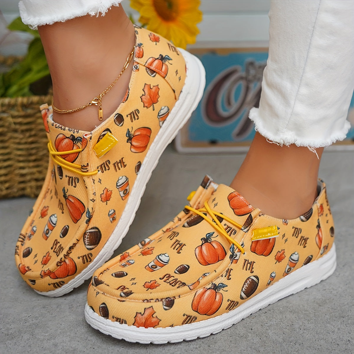 Pumpkin Spice Collection: Women's Casual Lace-Up Canvas Sneakers