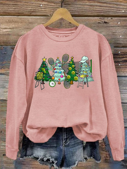 Women's Tennis Christmas Tree Print Sweatshirt