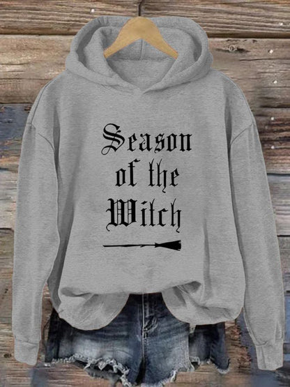 Women's "Season of the witch" printed casual hooded sweatshirt