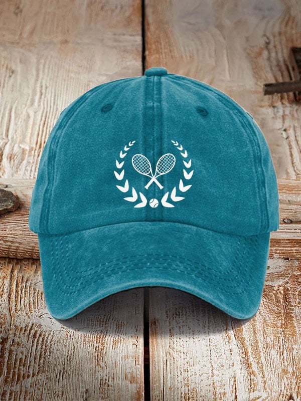 tennis print hat