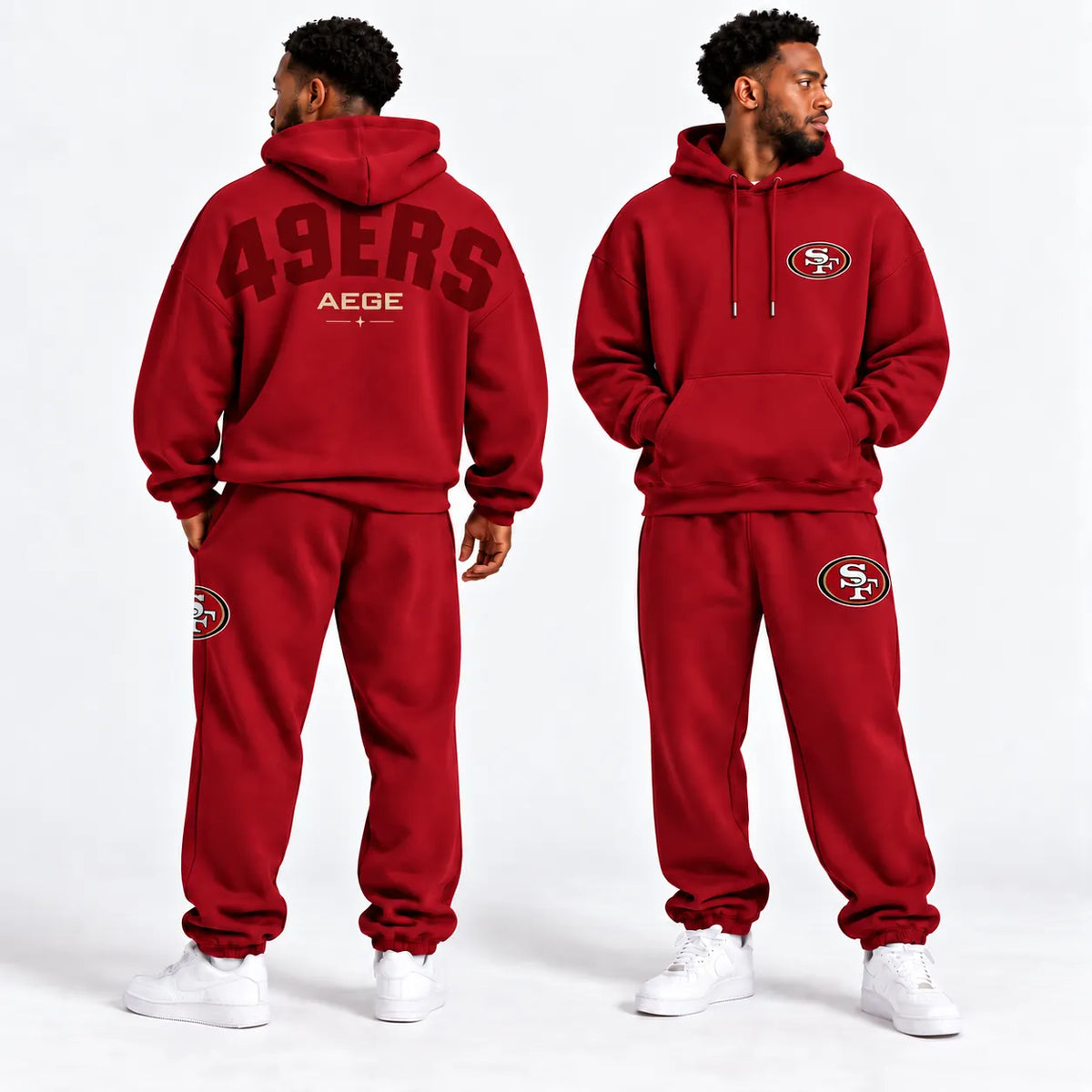 SAN FRANCISCO 49ERS AIRY CLOUD FEEL OVERSIZED BACK GRAPHIC HOODIE
