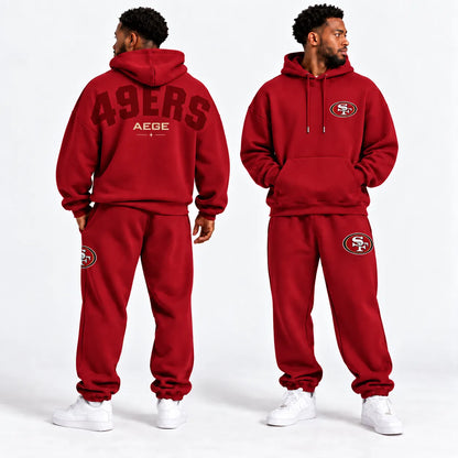 SAN FRANCISCO 49ERS AIRY CLOUD FEEL OVERSIZED BACK GRAPHIC HOODIE