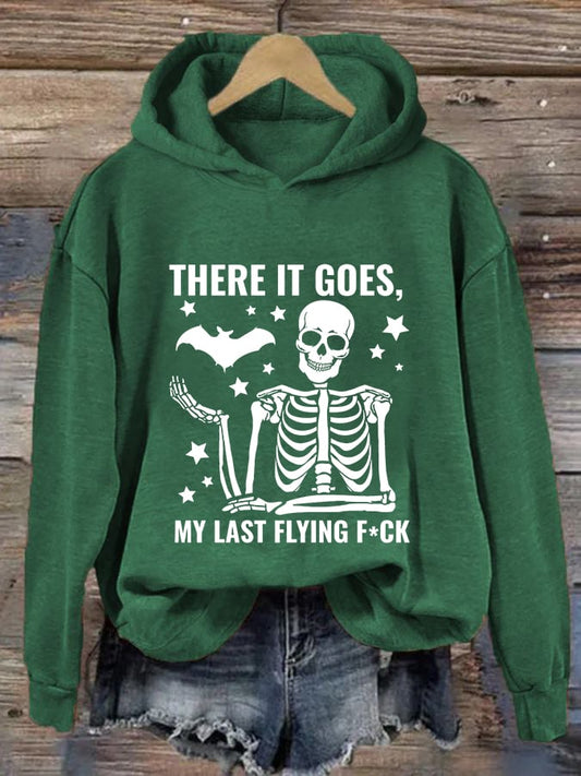 Women's Halloween There It Goes My Last Flying F*ck Print Casual Hooded Sweatshirt