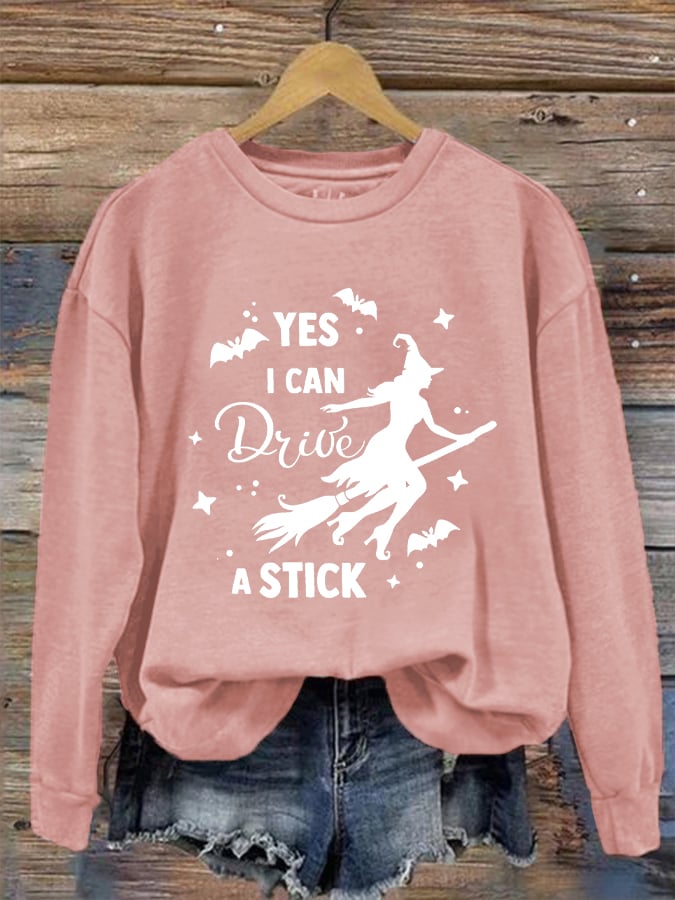 Women's "Yes, I Can Drive A Stick!" Printed Casual Sweatshirt