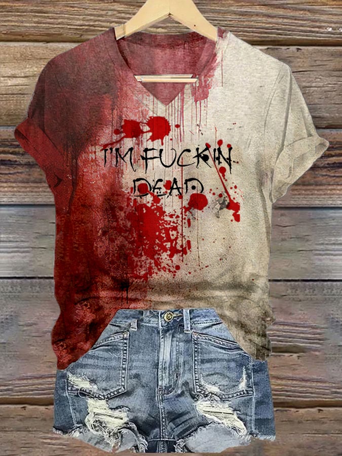 Women's Bloody Halloween Print Casual T-Shirt