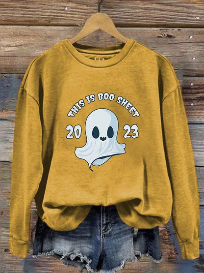 Women's "This is boo sheet 2023" printed casual sweatshirt