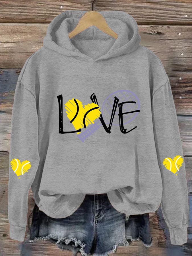 Women's Love Tennis Casual Hoodie