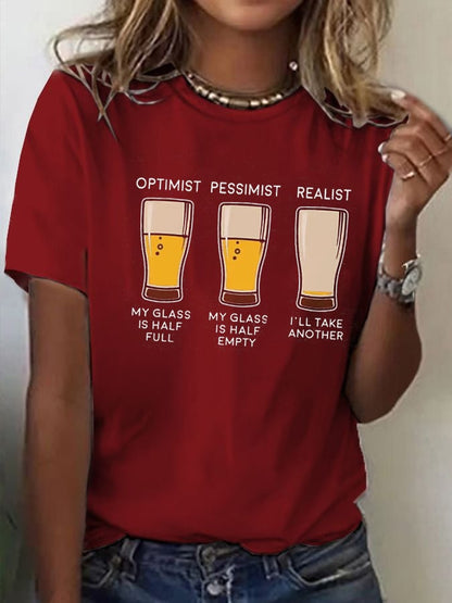 WOMen's Oktoberfest Beer Printed 100% Cotton Short Sleeve T-Shirt