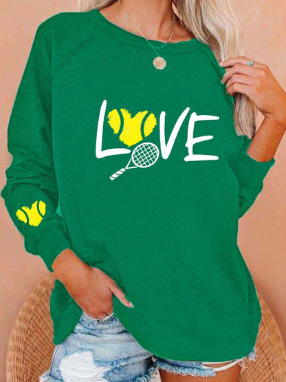 women's love tennis printed sweatshirt