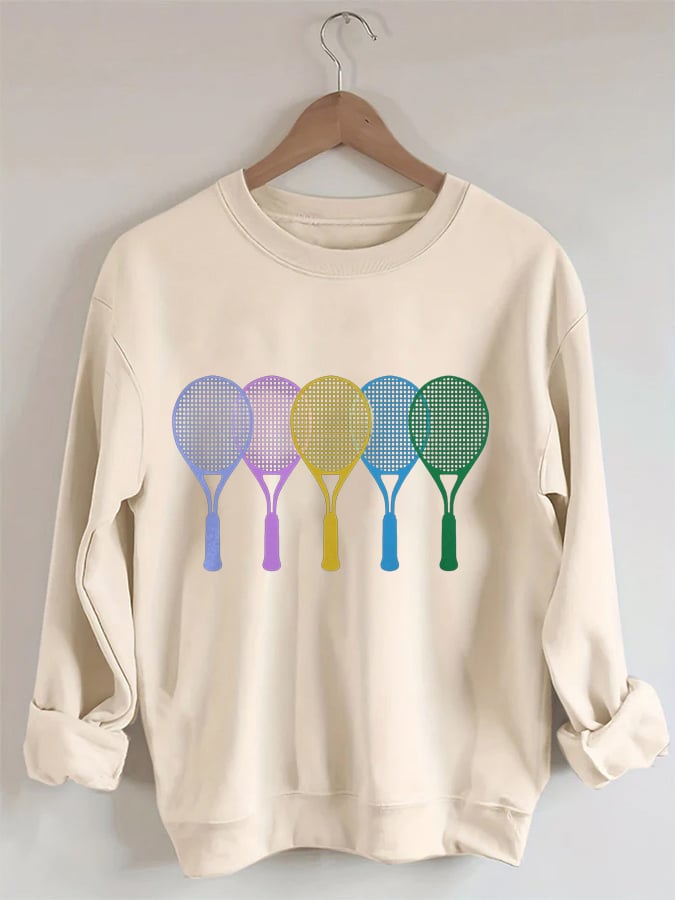 Women's Tennis Print Crewneck Sweatshirt