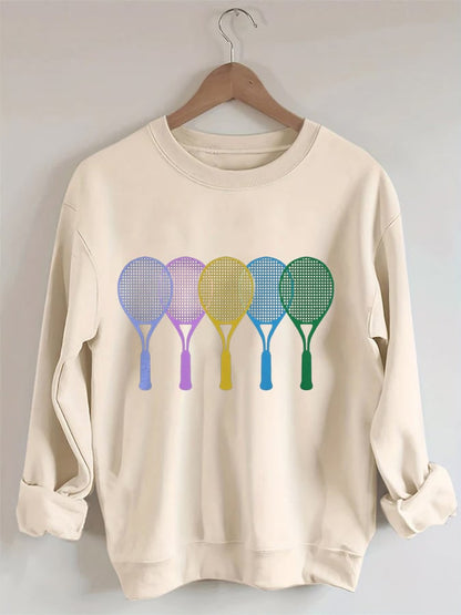 Women's Tennis Print Crewneck Sweatshirt