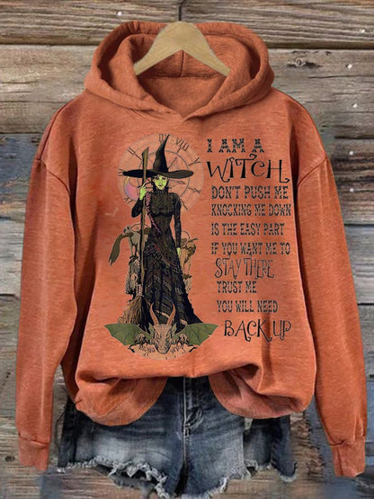 Women's Casual I Am a Witch Don't Push Me Halloween Essential Sweatshirt