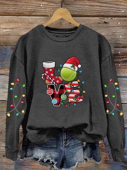 Women's Christmas Tennis Lovers Printed Casual Sweatshirts