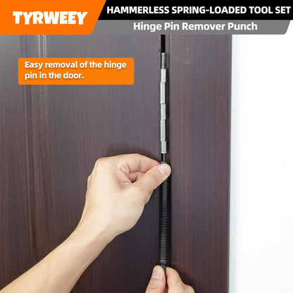 5-Piece Dual Head Nail Setter & Center Punch Set with Hinge Pin Remover, Spring-Loaded Design