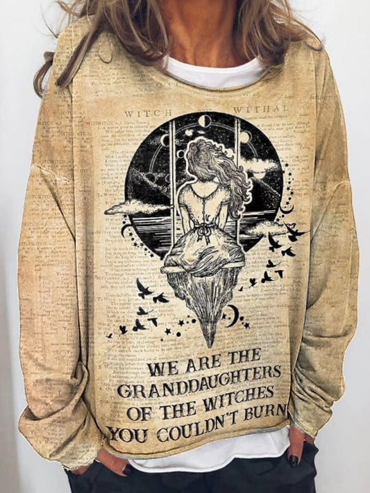 Women's Halloween We Are The Granddaughters of Witches You Could Not Burn Printed Long Sleeve Top