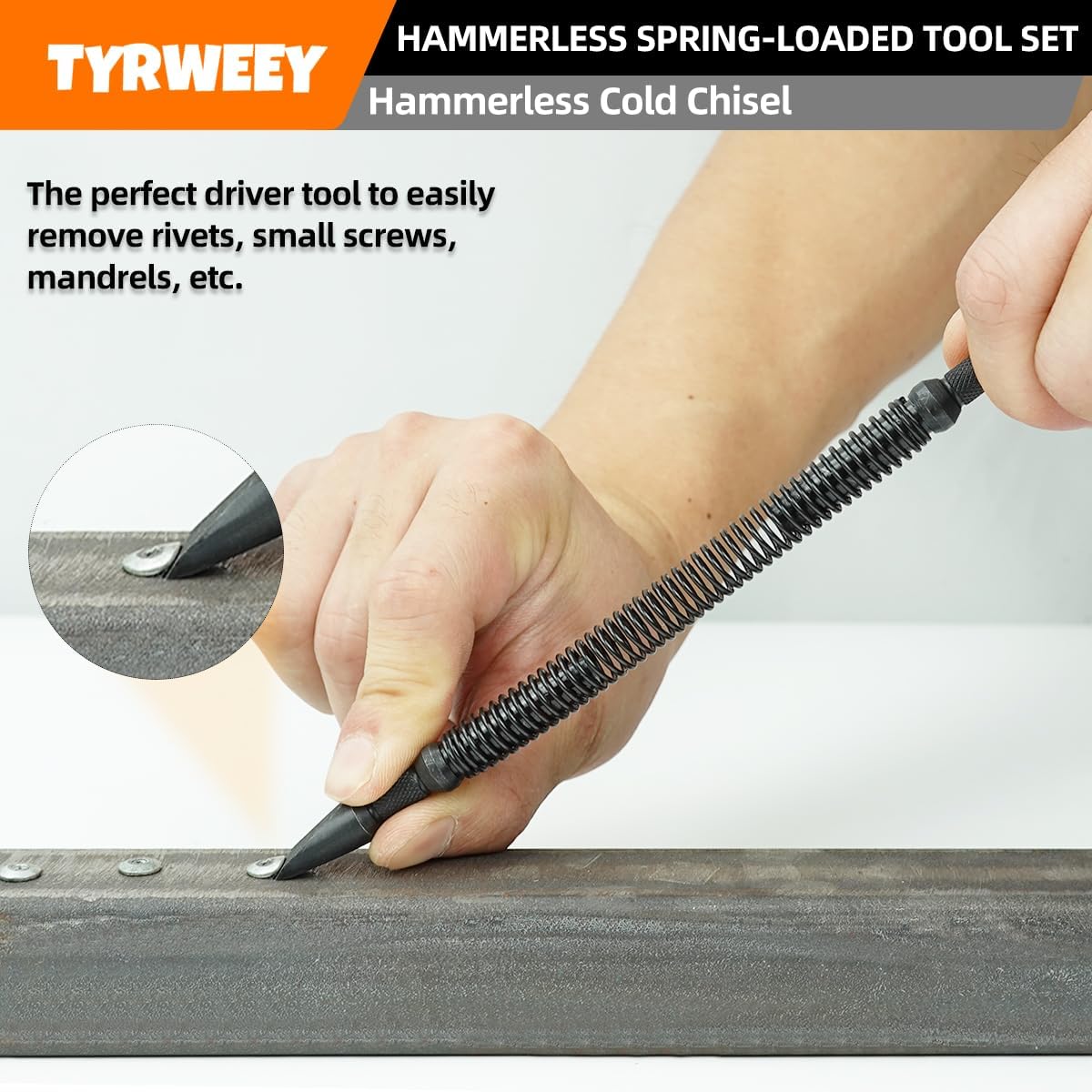 5-Piece Dual Head Nail Setter & Center Punch Set with Hinge Pin Remover, Spring-Loaded Design